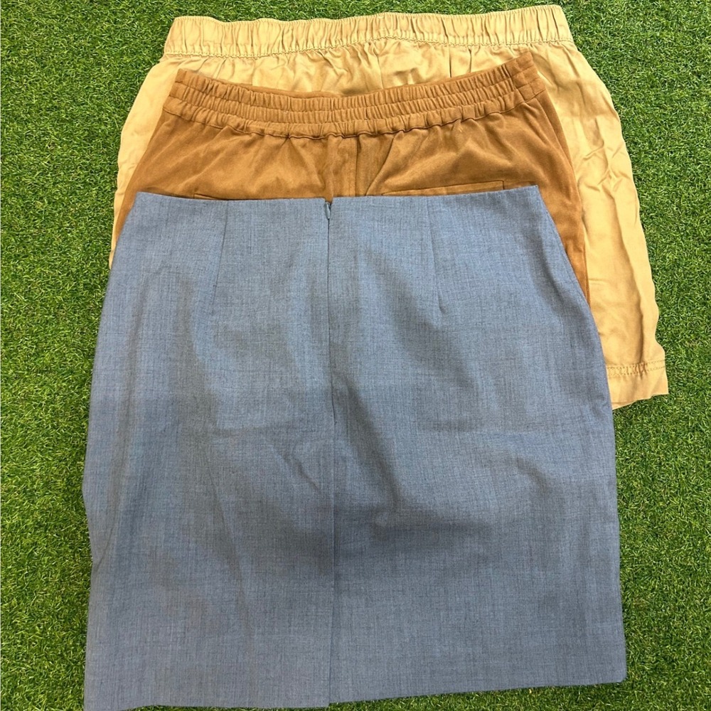 Springfield‎ Skirt Bundle Womens 40 Brown Faux Suede Blue Pencil Tan Skirts